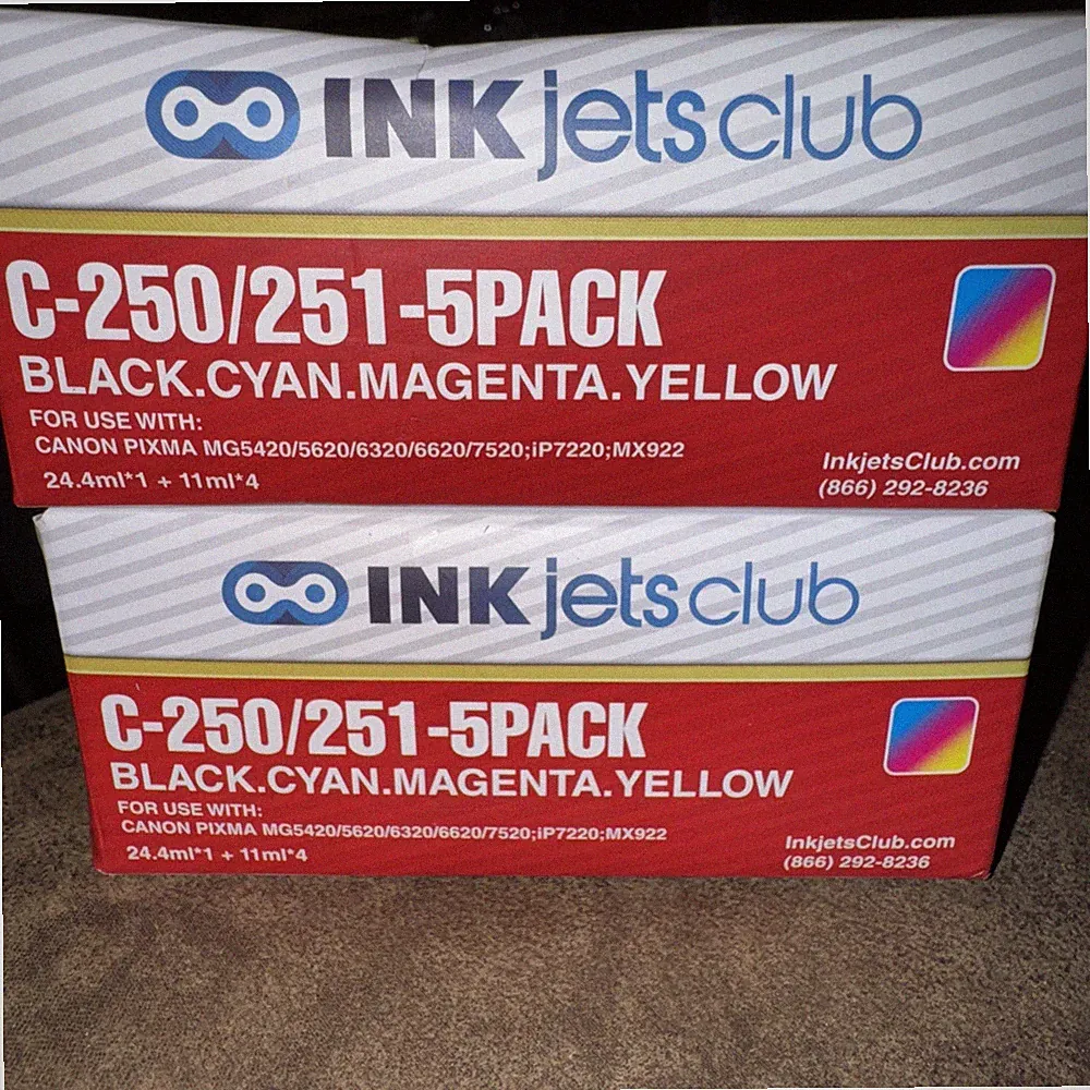 (2) Ink Jets Club C-250/251 Combo Pack Printer Ink Cartridges for Canon Pixma
