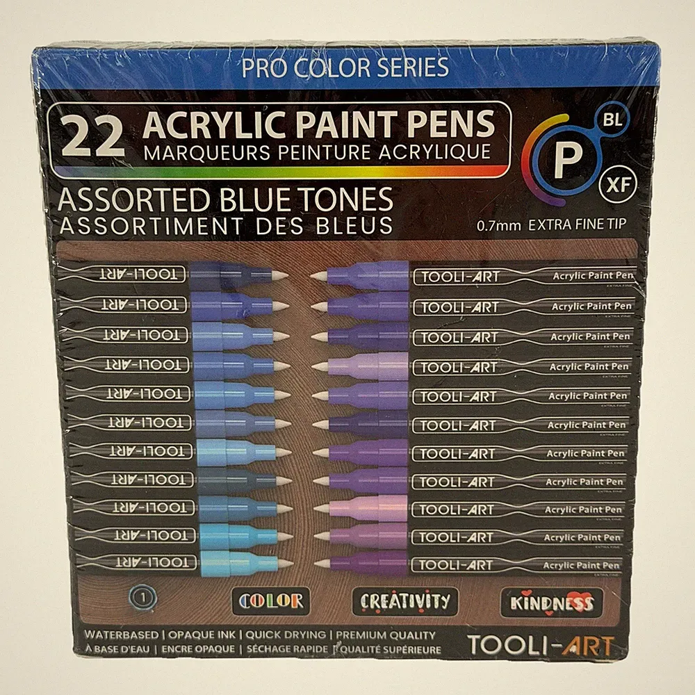 Acrylic Paint Pens 22 Assorted Blue Tones Pro Markers Set New 0.7mm Extra Fine