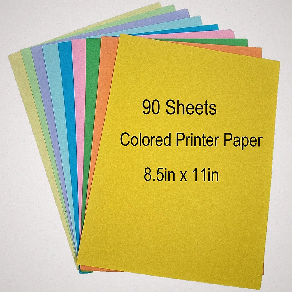 Colored Copy Paper 8.5 x 11 Printer Paper, 90 Sheets Colorful Paper Letter Si...