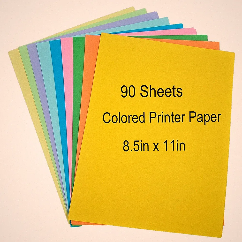 Colored Copy Paper 8.5 x 11 Printer Paper, 90 x 11 inches, 9 colors