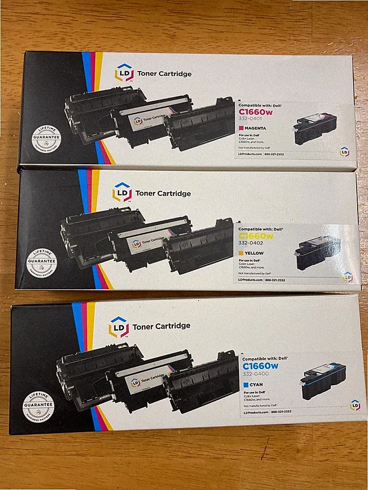 Dell Compatible Printer Ink LD Toner C1660W - Magenta, Blue, Yellow