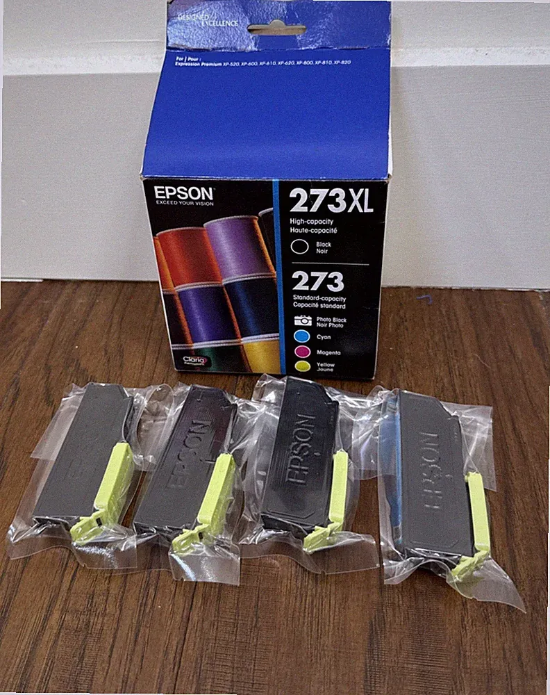 Epson 273XL/273 Cyan Blue - Photo Black Ink Cartridge 4 Pack Lot Bundle High Cap