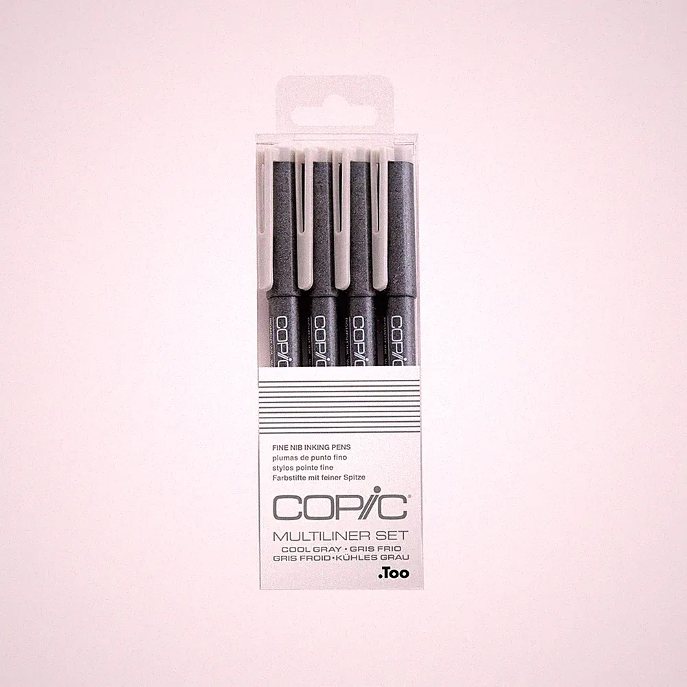 Gray Pigment-Based Ink Multiliner Marker Set 4PCS for Fine Art & Sketching