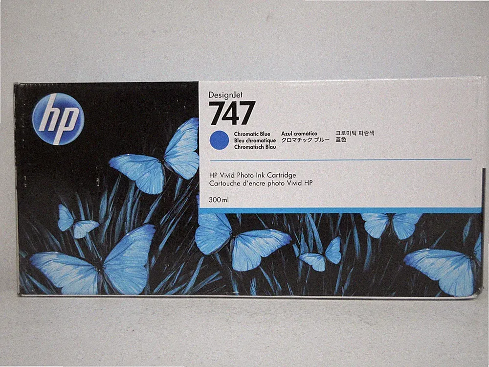 HP 747 Chromatic Blue DesignJet Vivid Photo Ink 300ml P2V85A UNOPENED EXPIRED