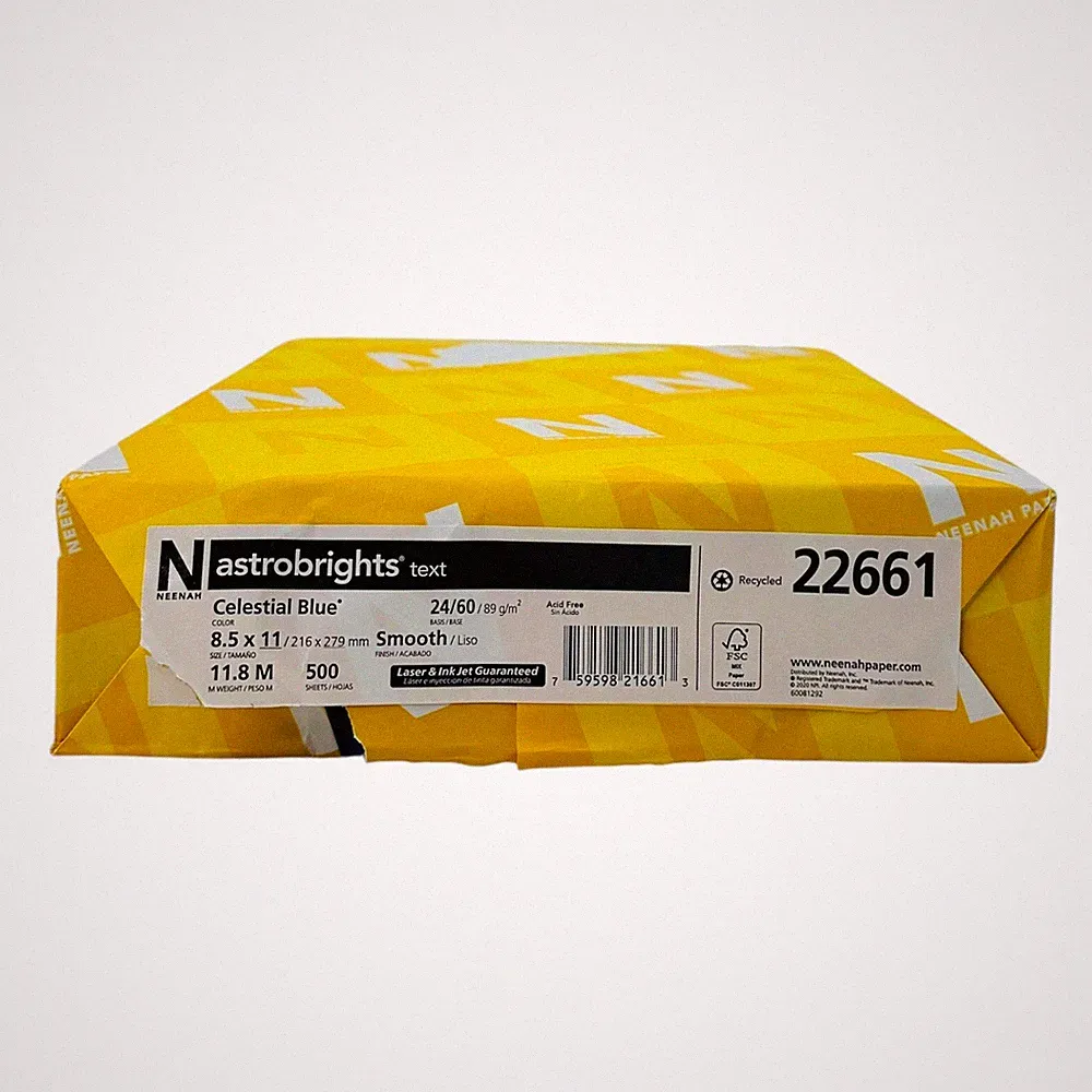 Neenah Astrobrights Text 8.5" x 11" Celestial Blue Copy Paper 24 lb 500 Sheets