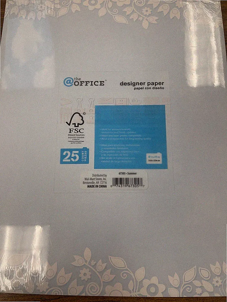 Stationery Designer Paper Light Blue With White Flowers Printer 25 Count Sealed