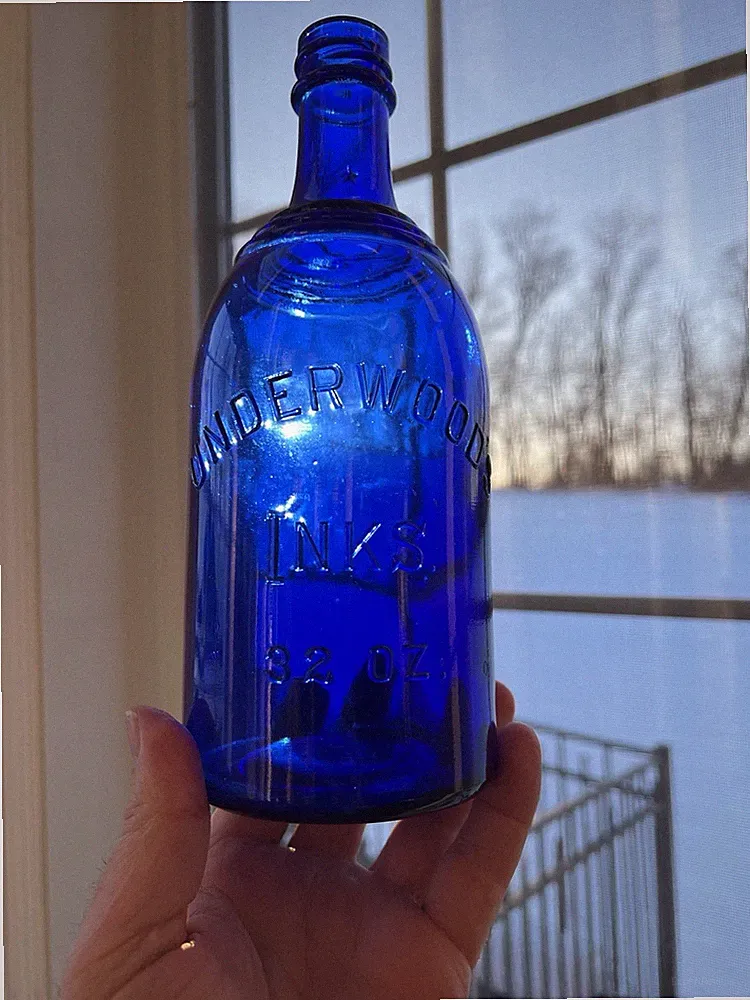 Vintage UNDERWOOD’S INKS Cobalt Blue Master Ink Bottle - 32oz.